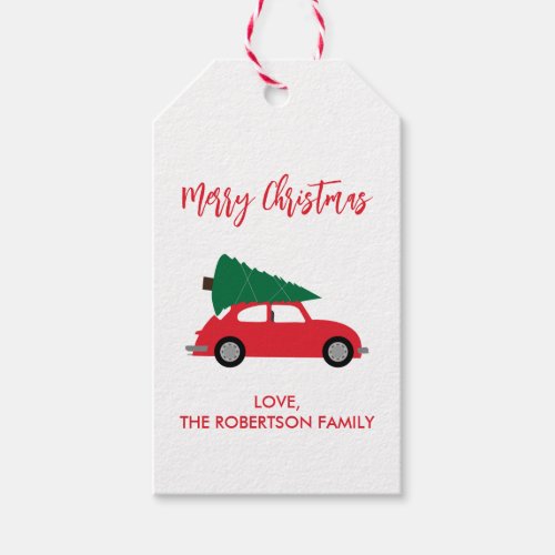 Mid_Century Modern Christmas Tree  Red Car Gift Tags