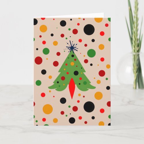 Mid Century Modern Christmas Tree Retro Rocket Holiday Card