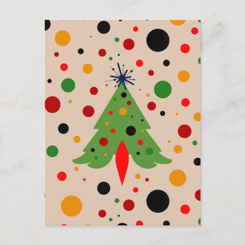 Mid Century Modern Christmas Tree Retro Rocket Postcard