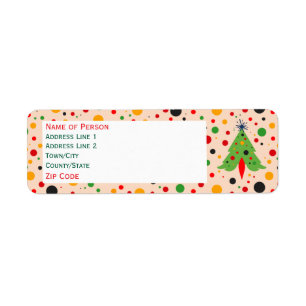 Mid Century Modern Christmas Tree Return Address Label
