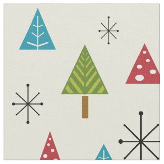 Mid Century Modern Christmas Trees Fabric