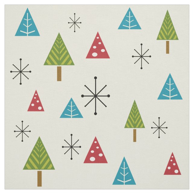 Mid Century Modern Christmas Trees Fabric (Swatch)