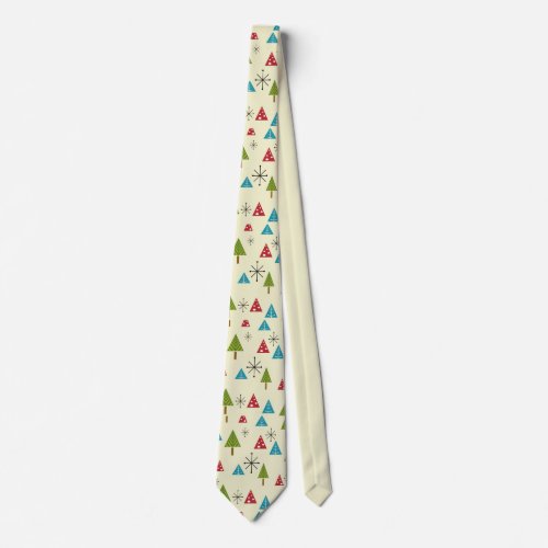 Mid Century Modern Christmas Trees Neck Tie