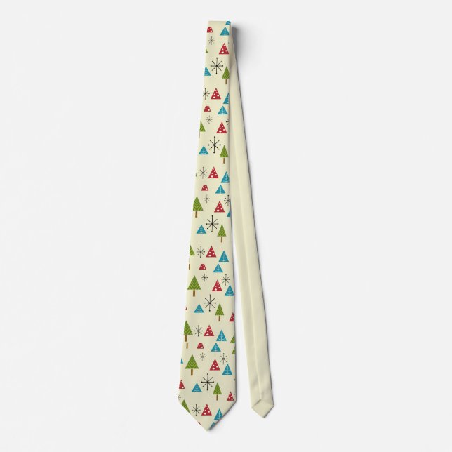Mid Century Modern Christmas Trees Neck Tie (Front)