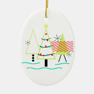 mid century modern christmas trees retro ceramic ornament