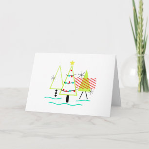 mid century modern christmas trees retro holiday card
