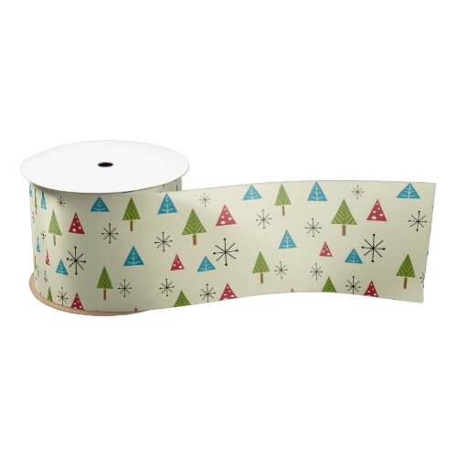 Mid Century Modern Christmas Trees Satin Ribbon