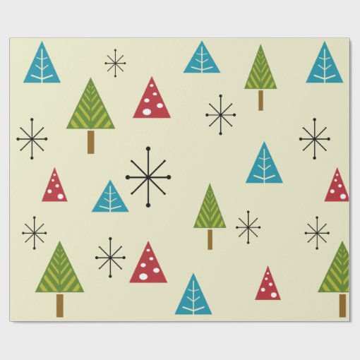 Mid Century Modern Christmas Trees Wrapping Paper Zazzle