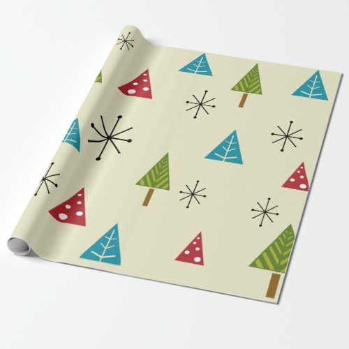 Mid Century Modern Christmas Trees Wrapping Paper