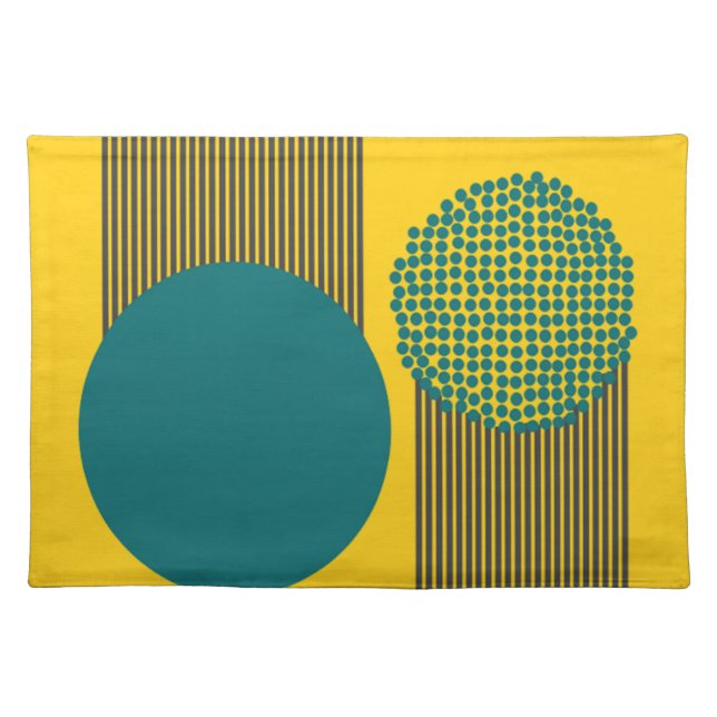 Mid-Century Modern Circle and Lines Cloth Placemat (Front)