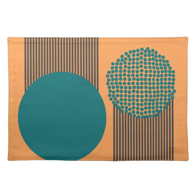 Mid-Century Modern Circle and Lines Cloth Placemat (Front)
