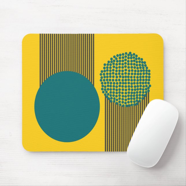 Mid-Century Modern Circle and Lines Mouse Pad (With Mouse)