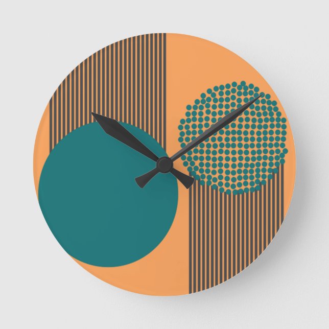 Mid-Century Modern Circle and Lines Round Clock (Front)