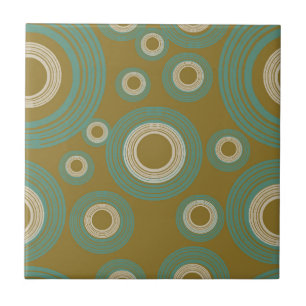 Mid Century Modern Circle Bright Green Ceramic Tile