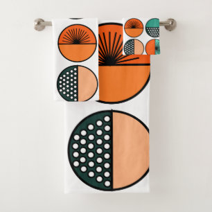 Mid-Century Modern Circle Halves Bath Towel Set