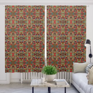 Mid-century modern Circle Pattern Drapes Curtains