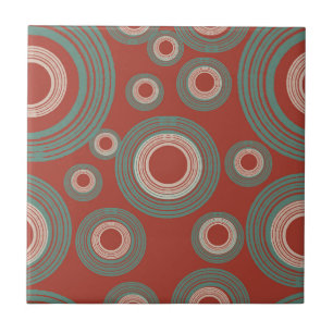 Mid Century Modern Circle Red Ceramic Tile