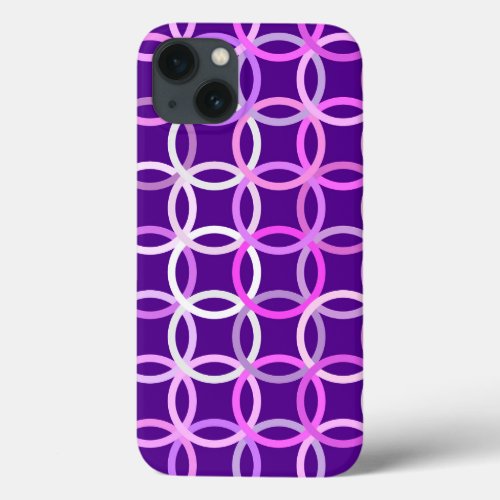 Mid_Century Modern circles amethyst and orchid iPhone 13 Case