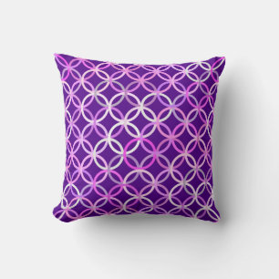 Mid-Century Modern circles, amethyst and orchid Throw Pillow