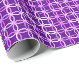 Mid-Century Modern circles, amethyst and orchid Wrapping Paper