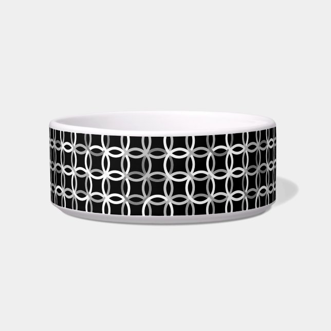 Mid-Century Modern circles, black, white and grey Bowl (Left)