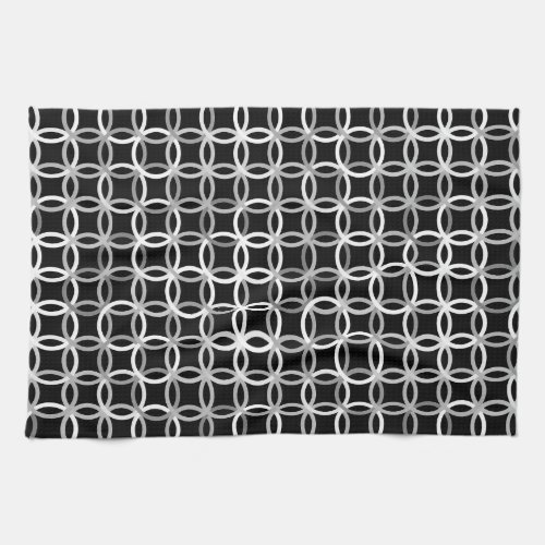 Mid_Century Modern circles black white and grey Kitchen Towel