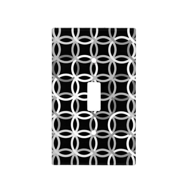 Mid-Century Modern circles, black, white and grey Light Switch Cover (Front)