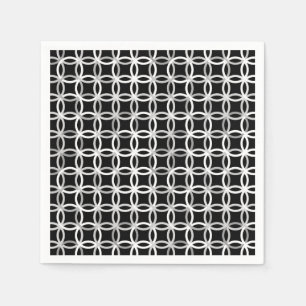 Mid-Century Modern circles, black, white and grey Paper Napkins
