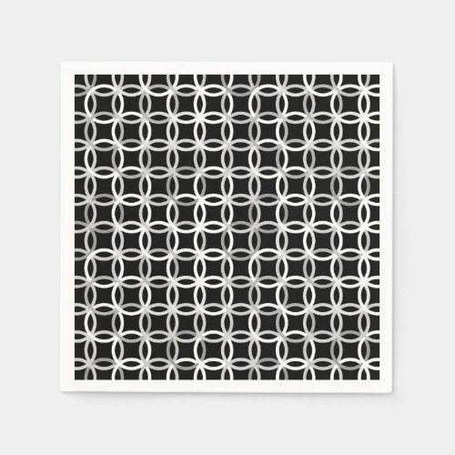 Mid_Century Modern circles black white and grey Paper Napkins