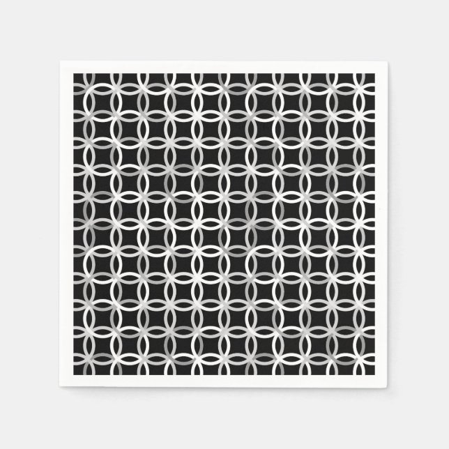 Mid-Century Modern circles, black, white and grey Paper Napkins (Front)