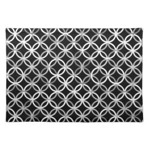 Mid-Century Modern circles, black, white and grey Placemat