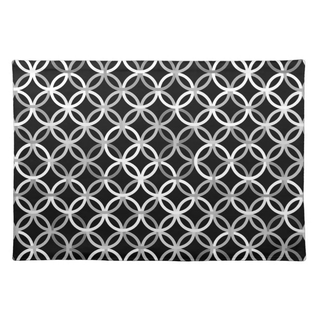 Mid-Century Modern circles, black, white and grey Placemat (Front)