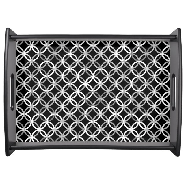 Mid-Century Modern circles, black, white and grey Serving Tray (Front)