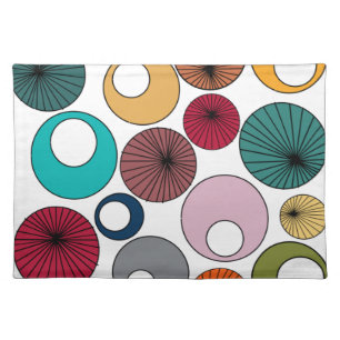 Mid-Century Modern Circles  Cloth Placemat