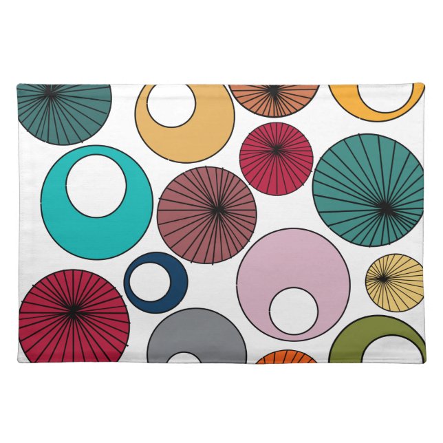 Mid-Century Modern Circles  Cloth Placemat (Front)