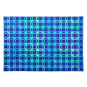 Mid-Century Modern circles, cobalt & peacock Placemat