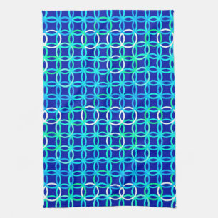 Mid-Century Modern circles, cobalt & peacock Towel
