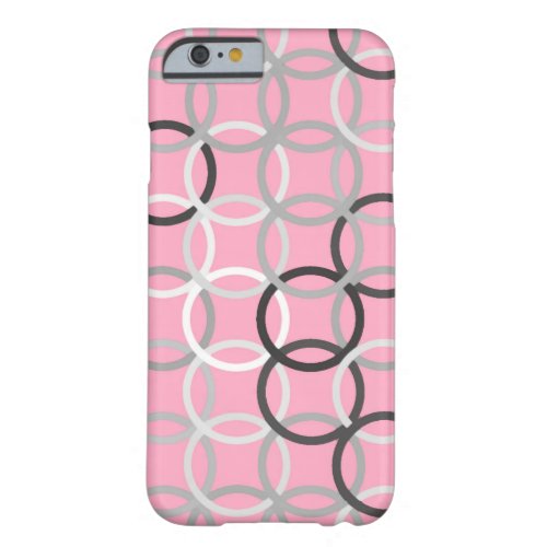 Mid_Century Modern circles coral pink and grey Barely There iPhone 6 Case