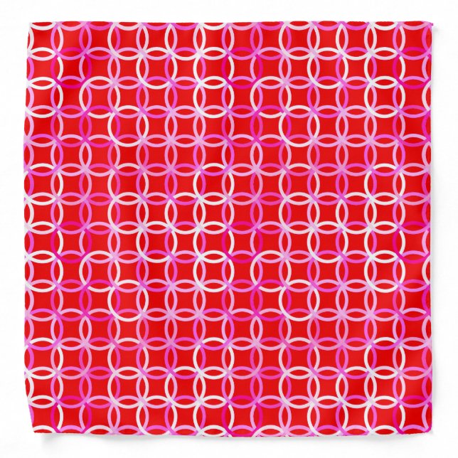 Mid-Century Modern circles, dark red and pink Bandana (Front)