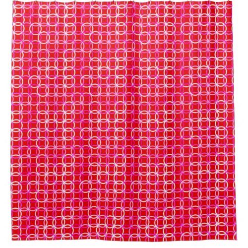 Mid_Century Modern circles dark red and pink Shower Curtain