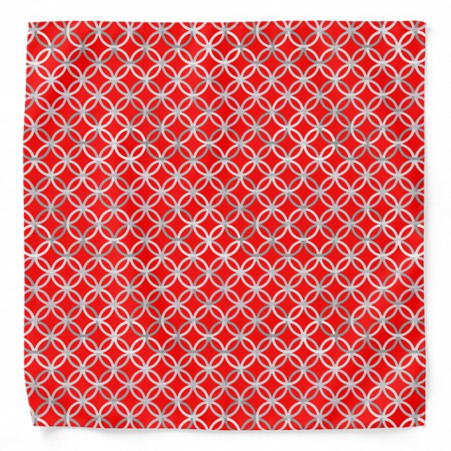 Mid-Century Modern circles, deep red and grey Bandana (Front)