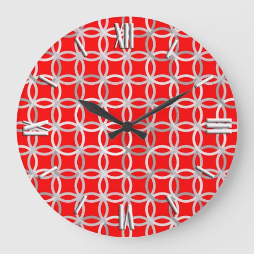 Mid_Century Modern circles deep red and grey Large Clock