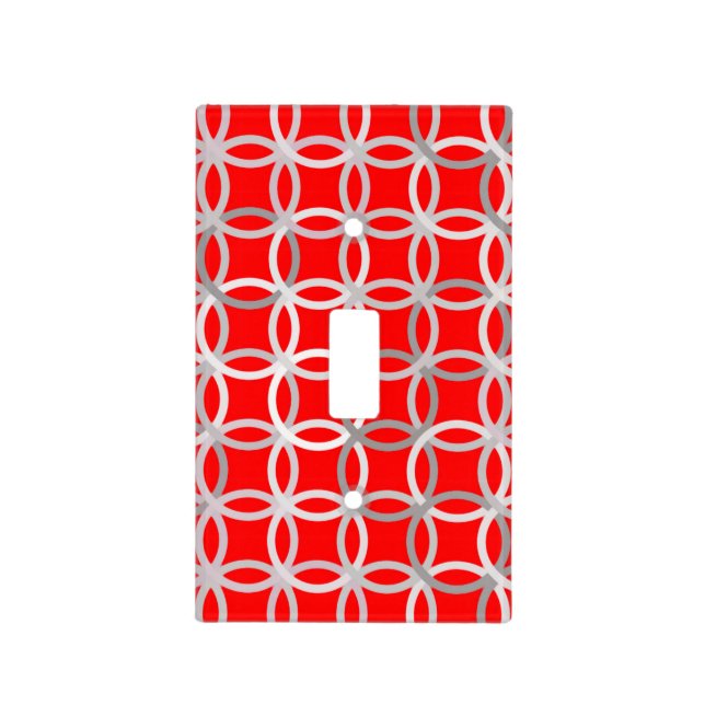 Mid-Century Modern circles, deep red and grey Light Switch Cover (Front)