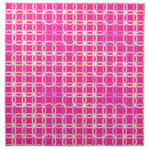 Mid-Century Modern circles, fuchsia pink and cream Cloth Napkin