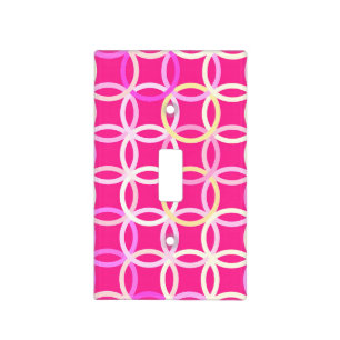 Mid-Century Modern circles, fuchsia pink and cream Light Switch Cover
