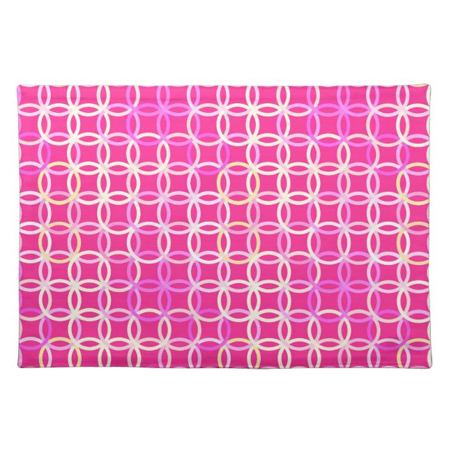 Mid-Century Modern circles, fuchsia pink and cream Placemat (Front)