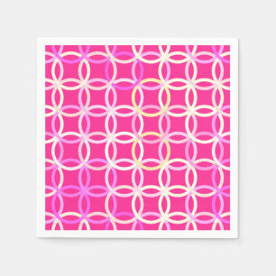 Mid-Century Modern Circles, Fuchsia Pnk & White  Napkins