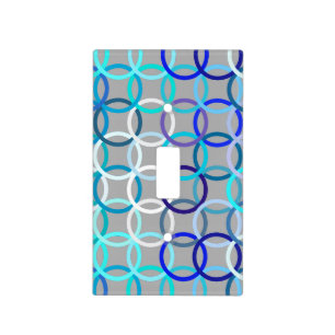 Mid-Century Modern circles, grey, blue and white Light Switch Cover