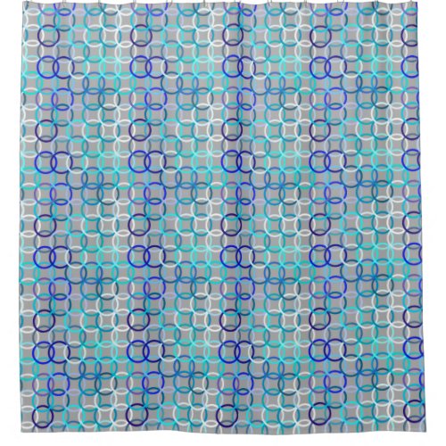 Mid_Century Modern circles grey blue and white Shower Curtain