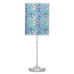 Mid-Century Modern circles, grey, blue and white Table Lamp